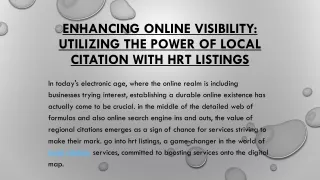 ENHANCING ONLINE VISIBILITY: UTILIZING THE POWER OF LOCAL CITATION WITH HRT LIST