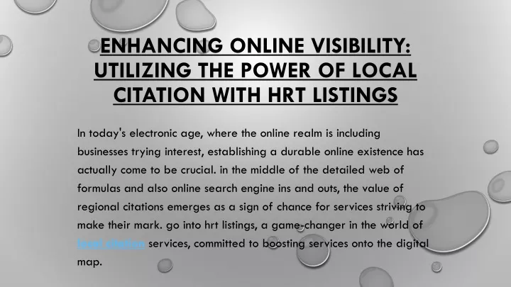enhancing online visibility utilizing the power of local citation with hrt listings