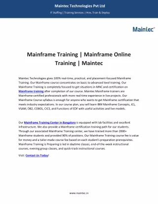 Mainframe Training - Maintec