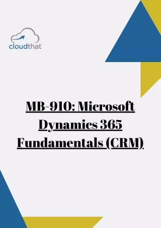 CloudThat | Microsoft Dynamics 365 Fundamentals Customer Engagement Apps (CRM)