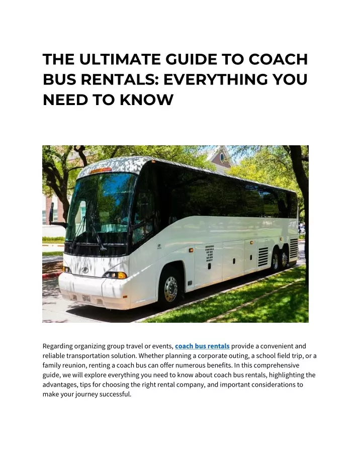 the ultimate guide to coach bus rentals