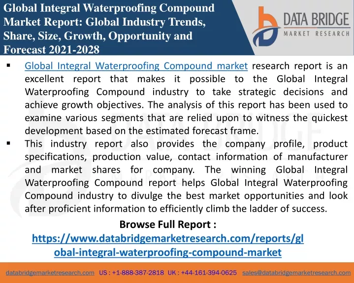 global integral waterproofing compound market