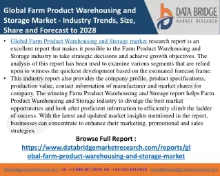 Farm Product Warehousing and Storage - Agricultural & Animal feed