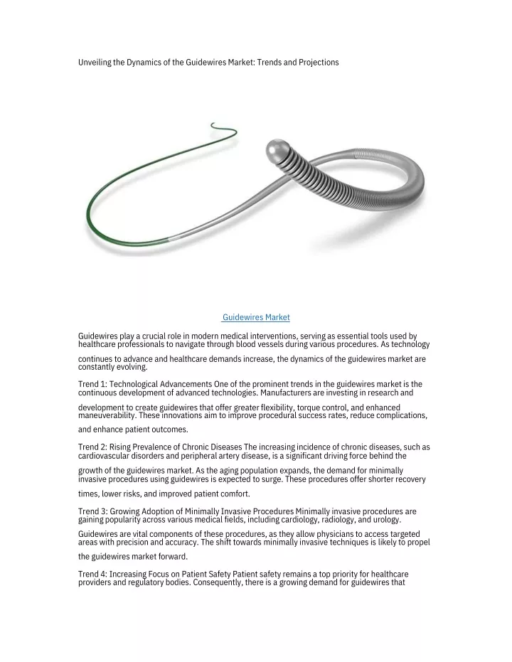 unveiling the dynamics of the guidewires market