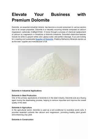Elevate Your Business with Premium Dolomite