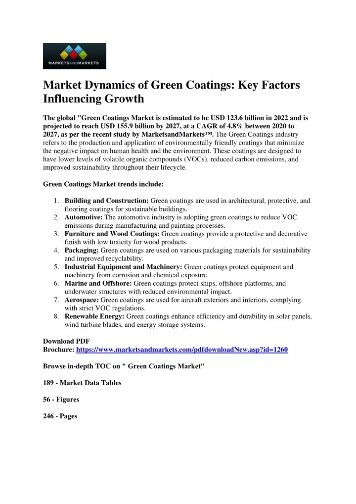 market dynamics of green coatings key factors