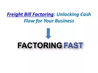 Freight bill factoring