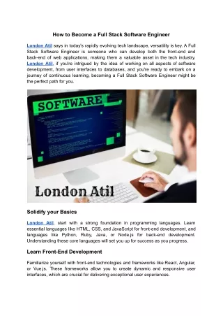 London Atil |Navigating the Road to Full Stack Software Engineering