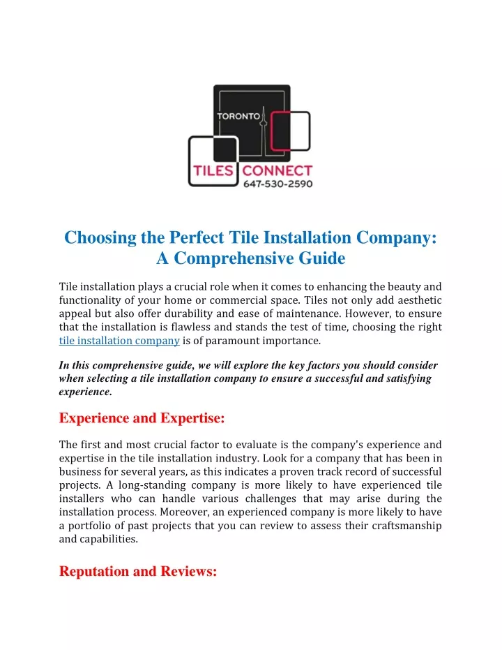choosing the perfect tile installation company
