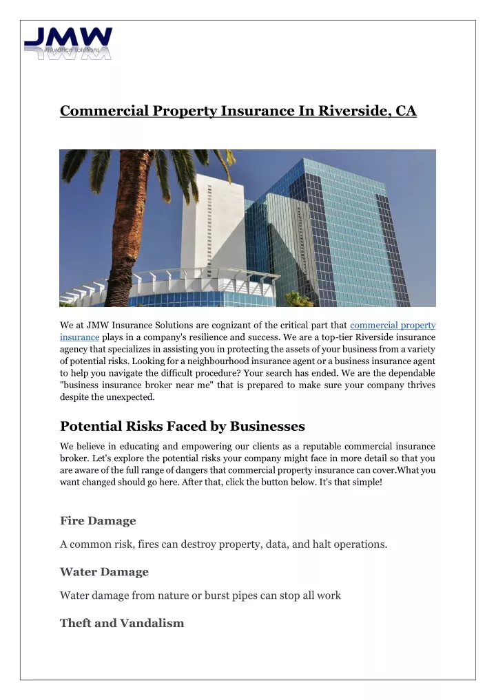 commercial property insurance in riverside ca