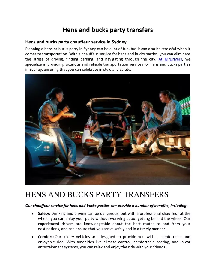hens and bucks party transfers