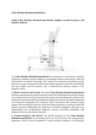 X-Ray Machine Manufacturing Market