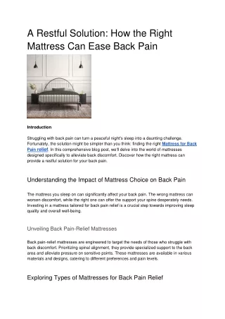 A Restful Solution_ How the Right Mattress Can Ease Back Pain