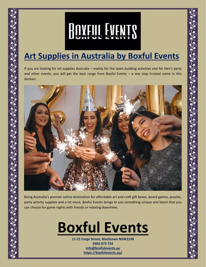 art supplies in australia by boxful events