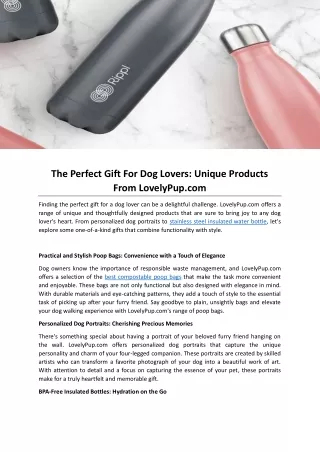 The Perfect Gift For Dog Lovers: Unique Products From LovelyPup.com