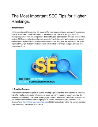 The Most Important SEO Tips for Higher Rankings
