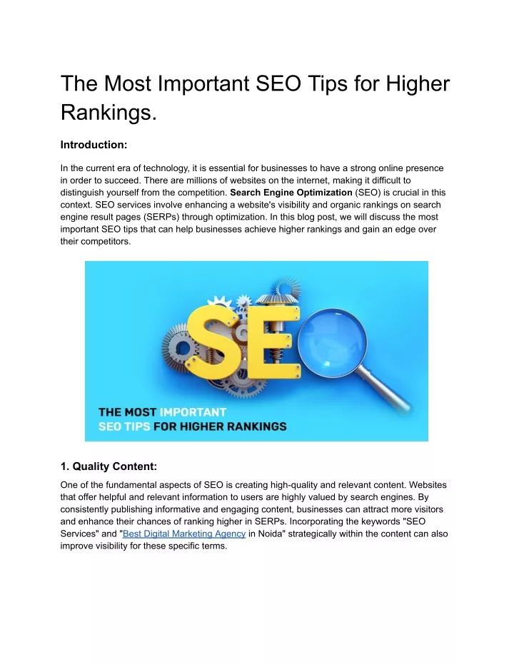 the most important seo tips for higher rankings