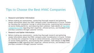 Tips to Choose the Best HVAC Companies
