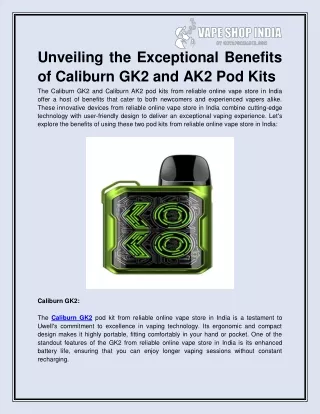 unveiling the exceptional benefits of caliburn
