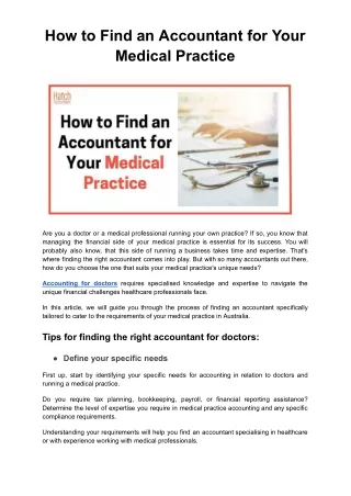 How to Find an Accountant for Your Medical Practice