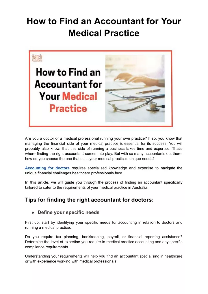 how to find an accountant for your medical