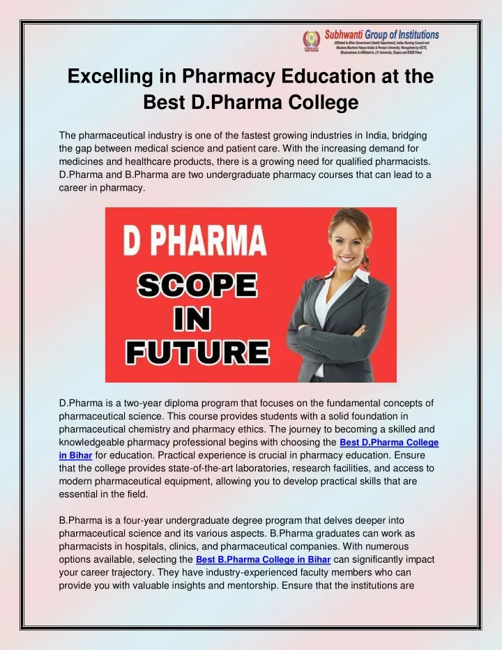 excelling in pharmacy education at the best