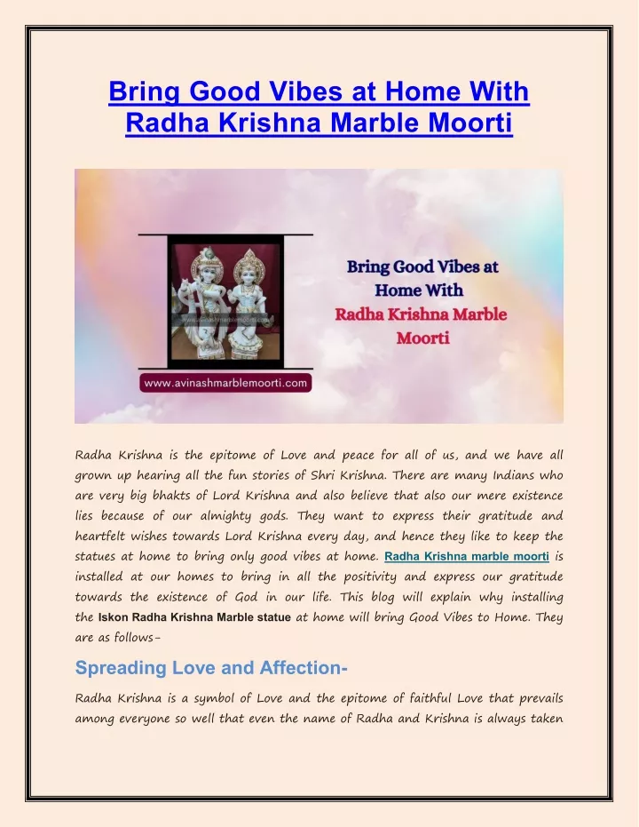 bring good vibes at home with radha krishna