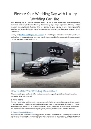 Elevate Your Wedding Day with Luxury Wedding Car Hire!
