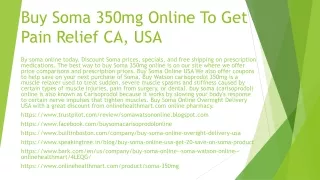 Buy Soma 350mg Online To Get Pain Relief CA, USA