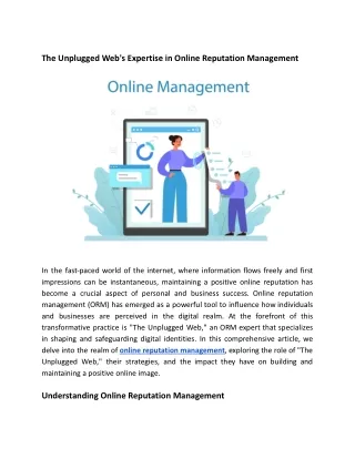 The Unplugged Web's Expertise in Online Reputation Management