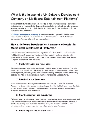What Is the Impact of a UK Software Development Company on Media and Entertainment Platforms_