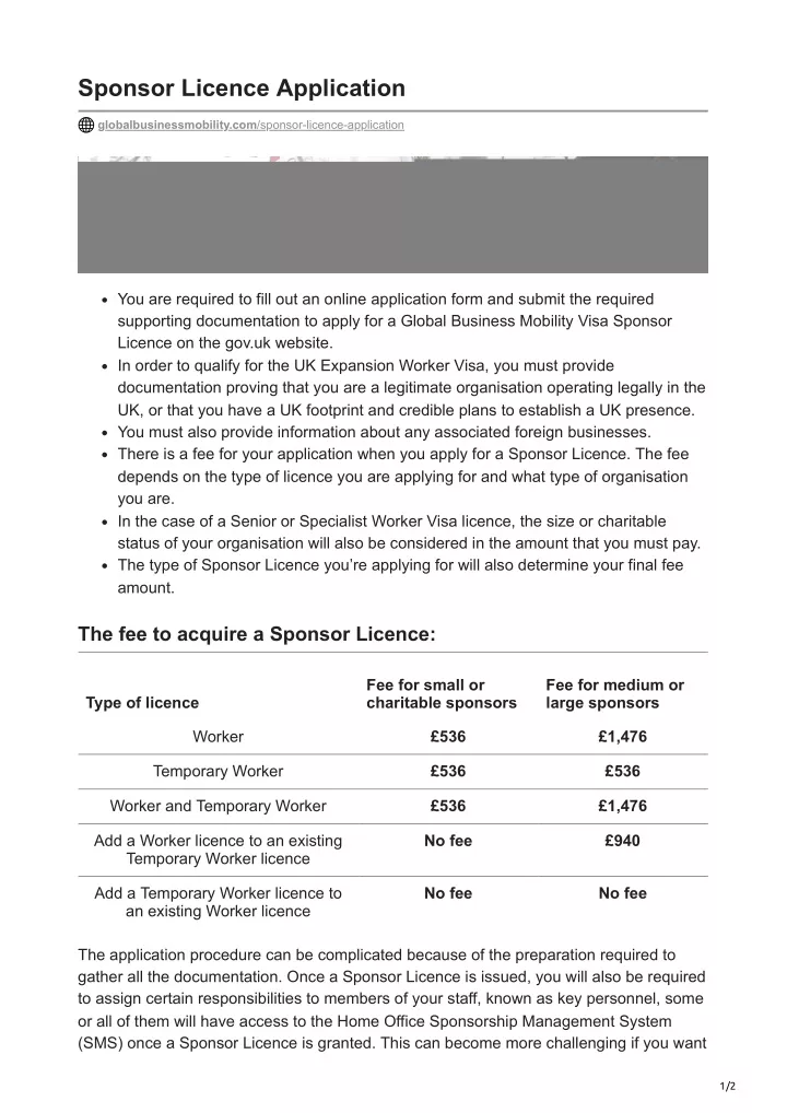 sponsor licence application