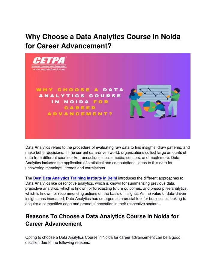 why choose a data analytics course in noida