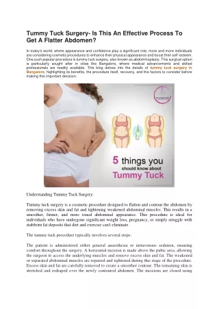 Tummy Tuck Surgery- Is This An Effective Process To Get A Flatter Abdomen?