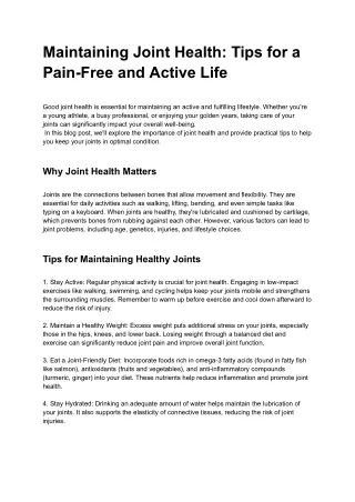 Maintaining Joint Health_ Tips for a Pain-Free and Active Life