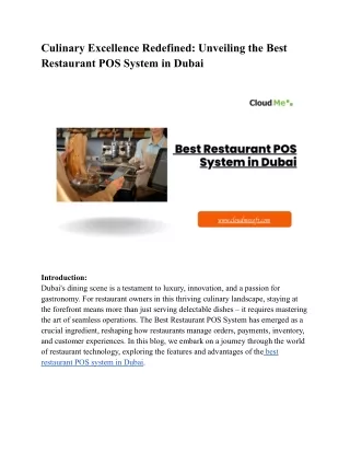 Culinary Excellence Redefined_ Unveiling the Best Restaurant POS System in Dubai