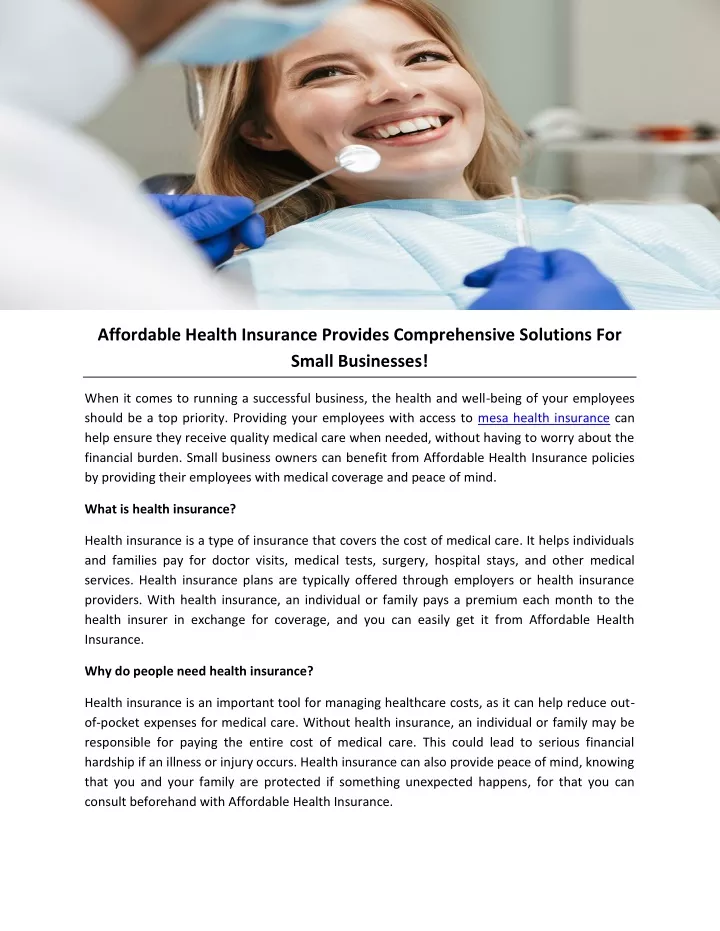 affordable health insurance provides
