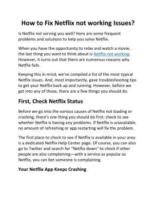 How to Fix Netflix not working Issues