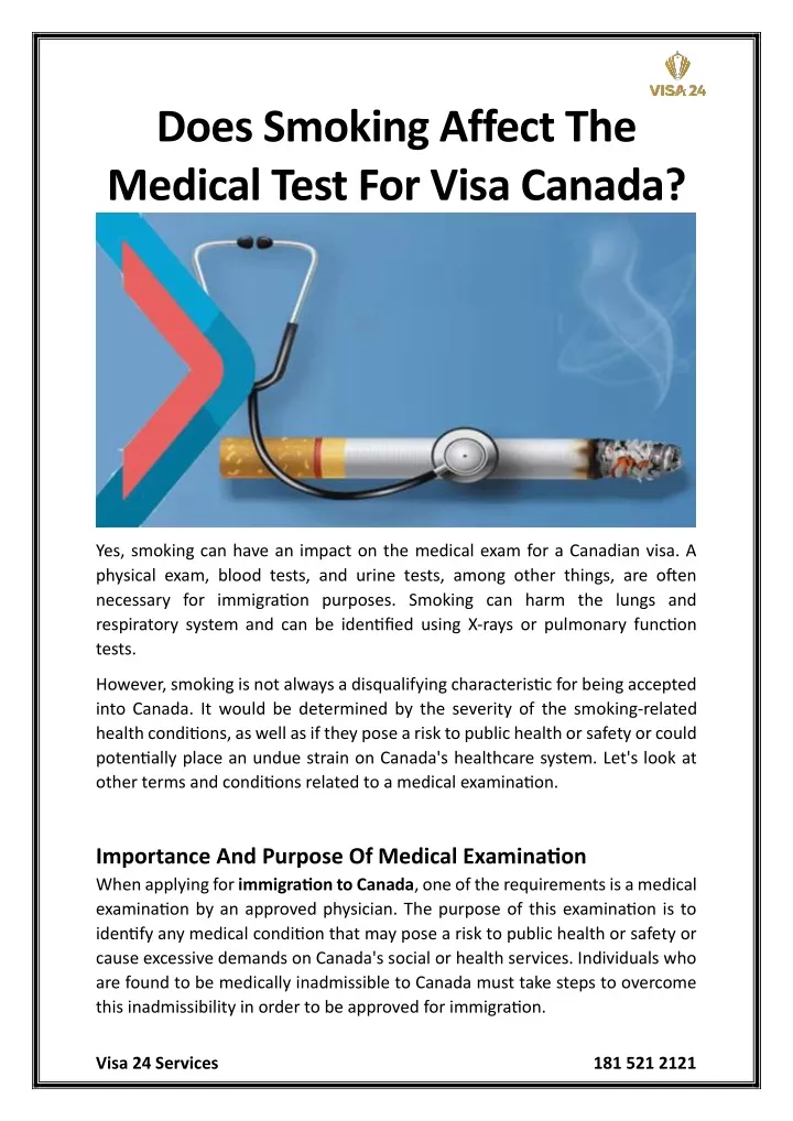 does smoking affect the medical test for visa