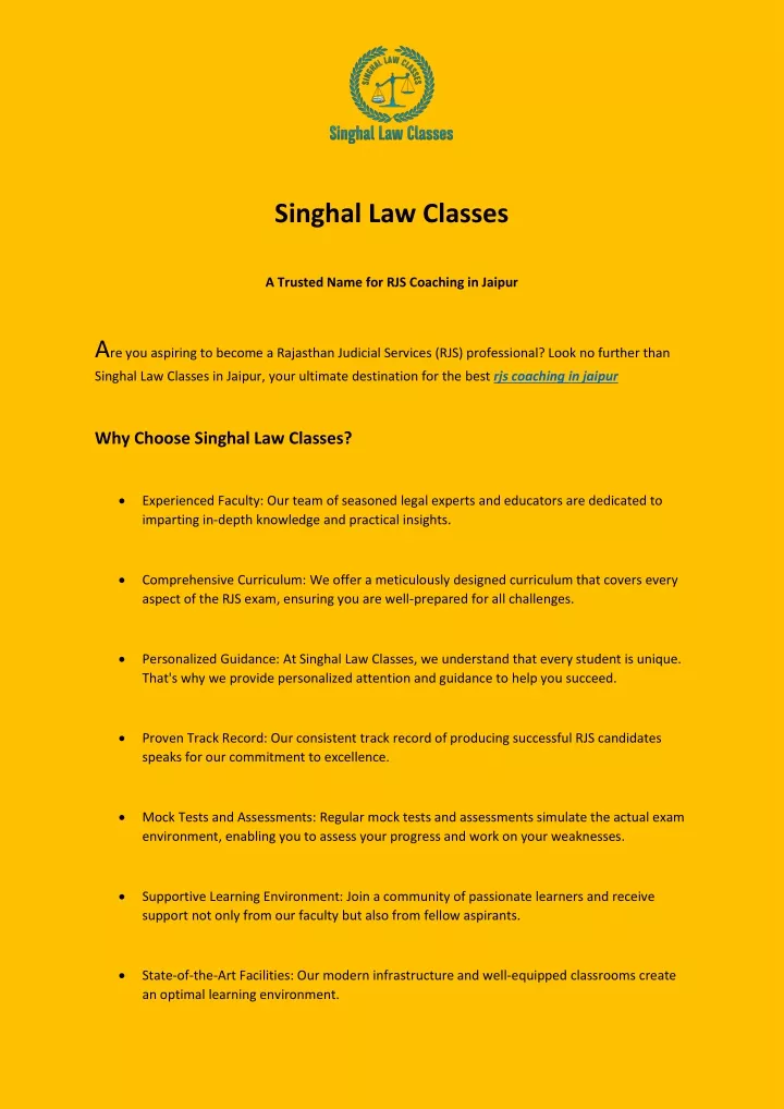 singhal law classes
