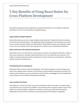 5 Key Benefits of Using React Native for Cross-Platform Development