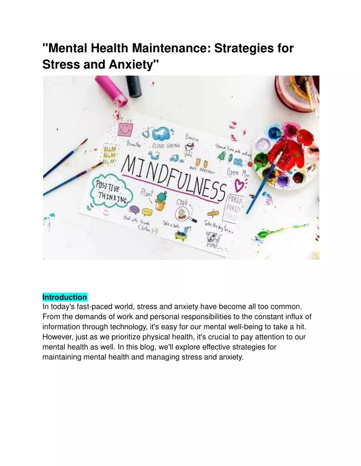 mental health maintenance strategies for stress