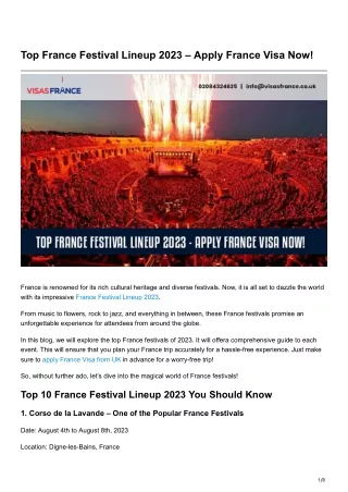 Top France Festival Lineup 2023 – Apply France Visa Now!