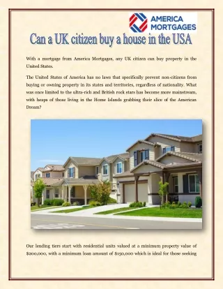 Can a UK citizen buy a house in the USA