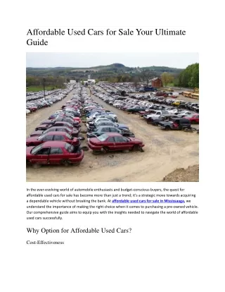 Affordable Used Cars for Sale Your Ultimate Guide