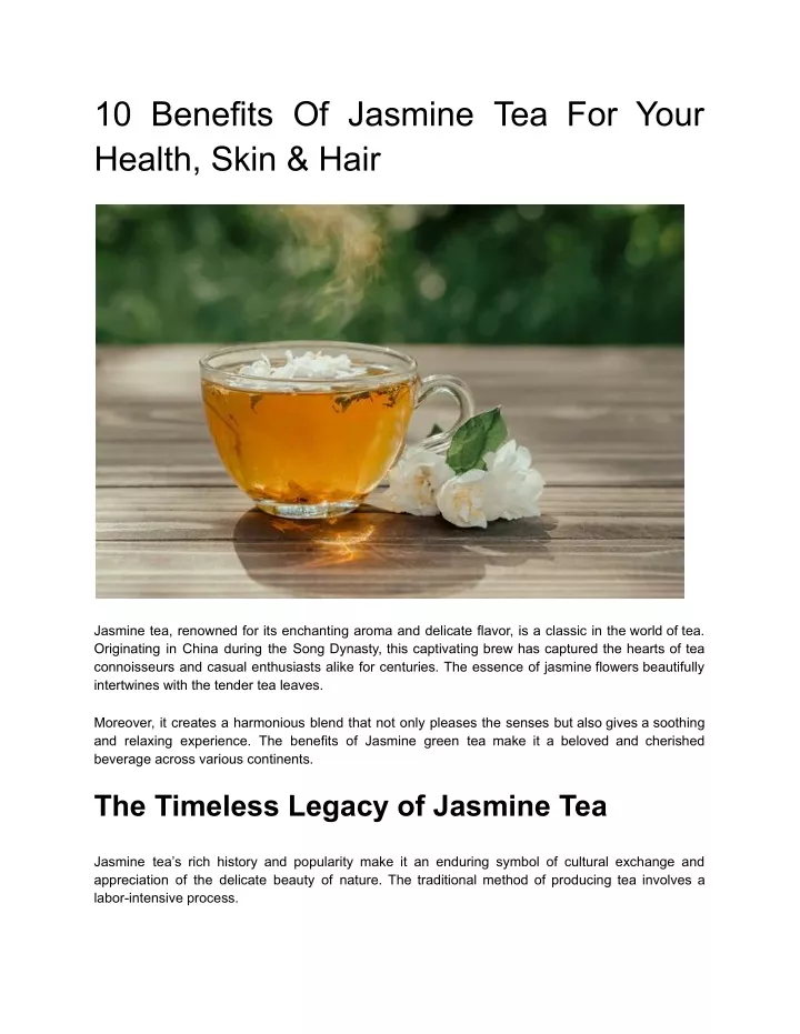 10 benefits of jasmine tea for your health skin