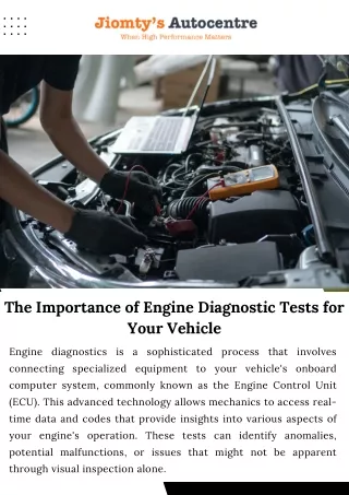 The Importance of Engine Diagnostic Tests for Your Vehicle