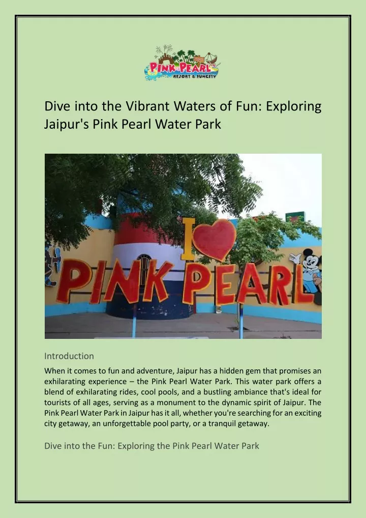 dive into the vibrant waters of fun exploring