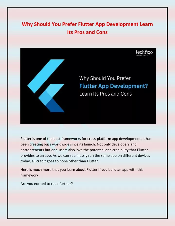 why should you prefer flutter app development