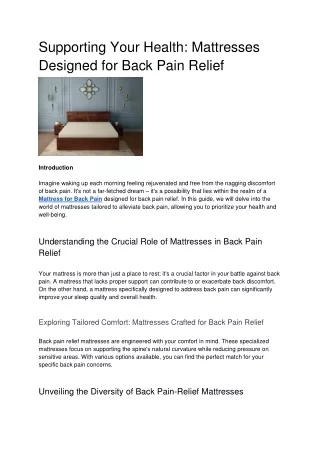 Supporting Your Health_ Mattresses Designed for Back Pain Relief